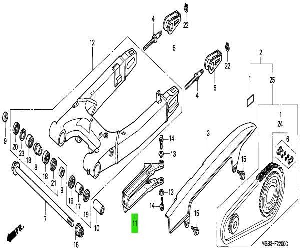 ホンダ VTR1000F スライダー チェーン ホンダ VTR1000F スライダー チェーン SLIDER CHAIN 52170-MBB-000