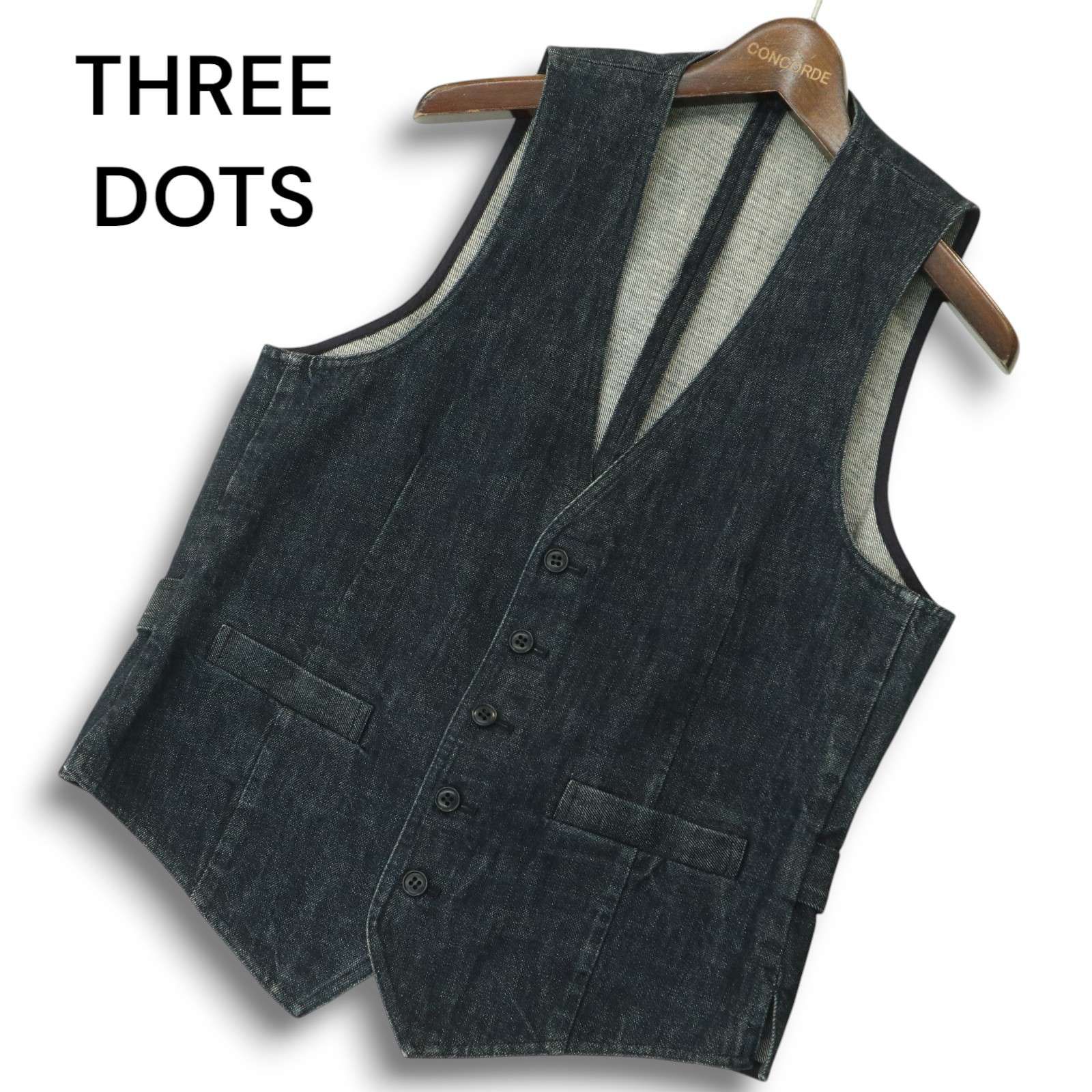 THREE DOTS スリードッツ 通年 USED加工☆ シンチバック デニム ベスト