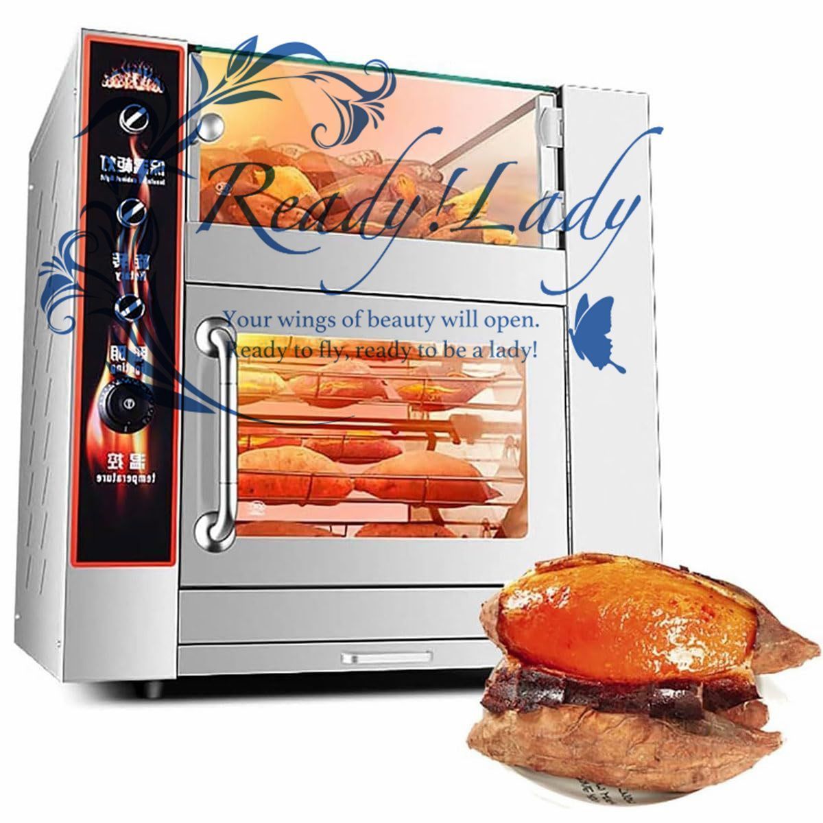 業務用ローストサツマイモマシン 業務用焼き芋機 2200W卓上自動電気オーブンストーブ 断熱ボックス付き 50-250℃温度調整 0-60分自動タ