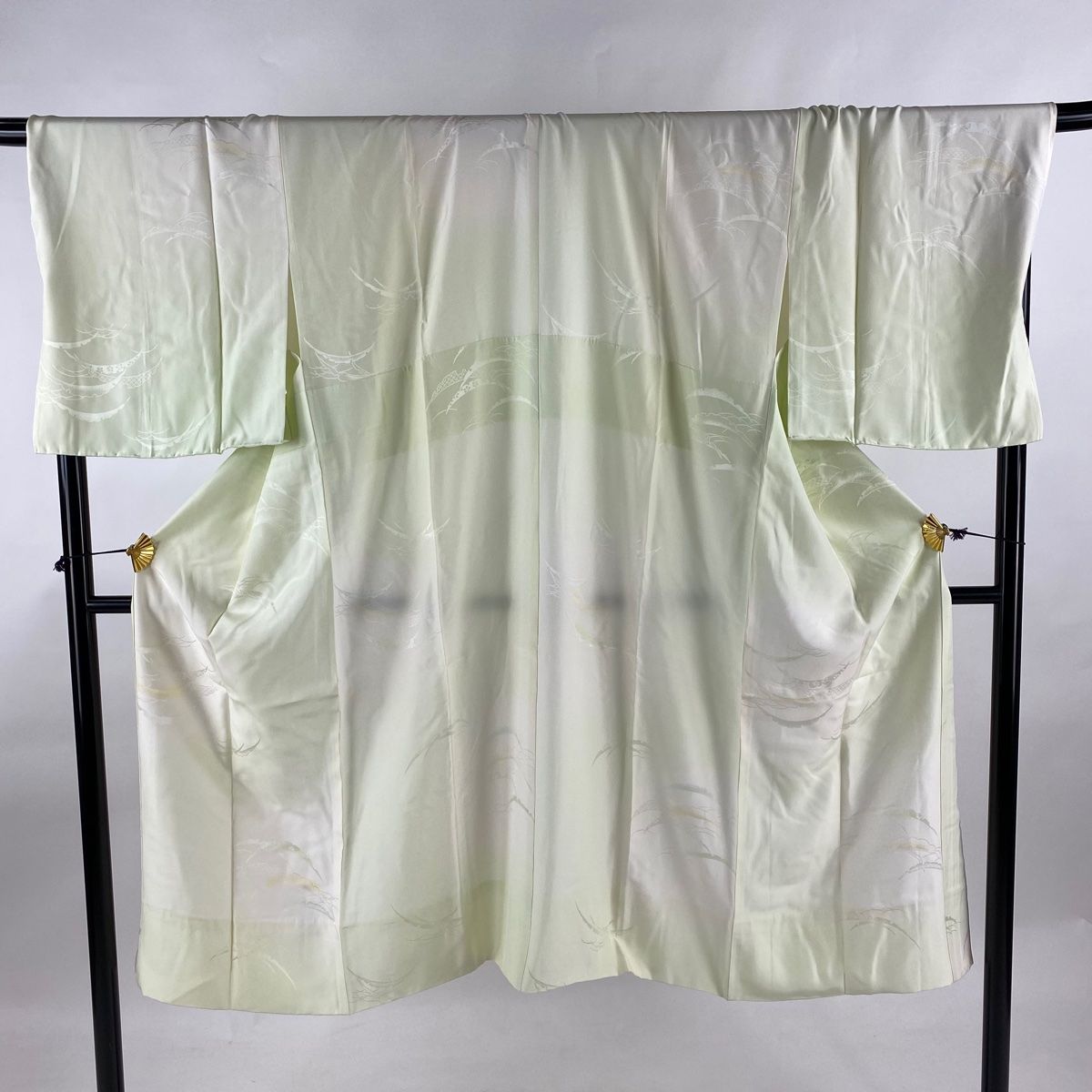 長襦袢 身丈128cm 裄丈72cm L 地紋 ぼかし 薄緑 正絹 名品