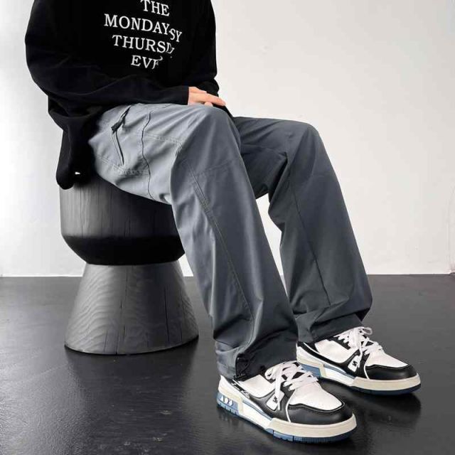 種類70：4XL/J：khaki grey メンズ ファッション 服 男性用 オシャレ シンプル 大人 かっこいい 大きいサイズ ストリート 紳士服 アメリカン グレー ストレート ズボン カジュアル パンツ ワイド レッグ