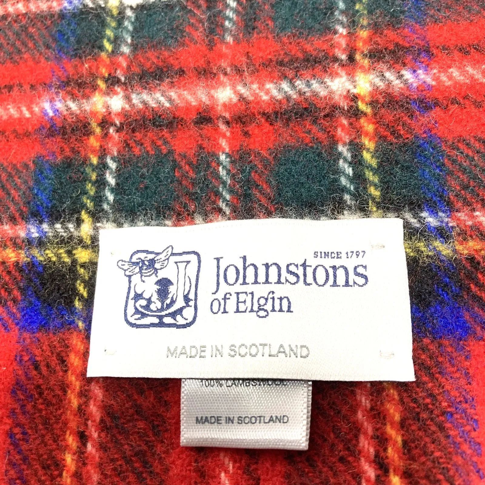 美品】Johnstons of Elgin マフラー ストール 100％WOOL ウール 赤