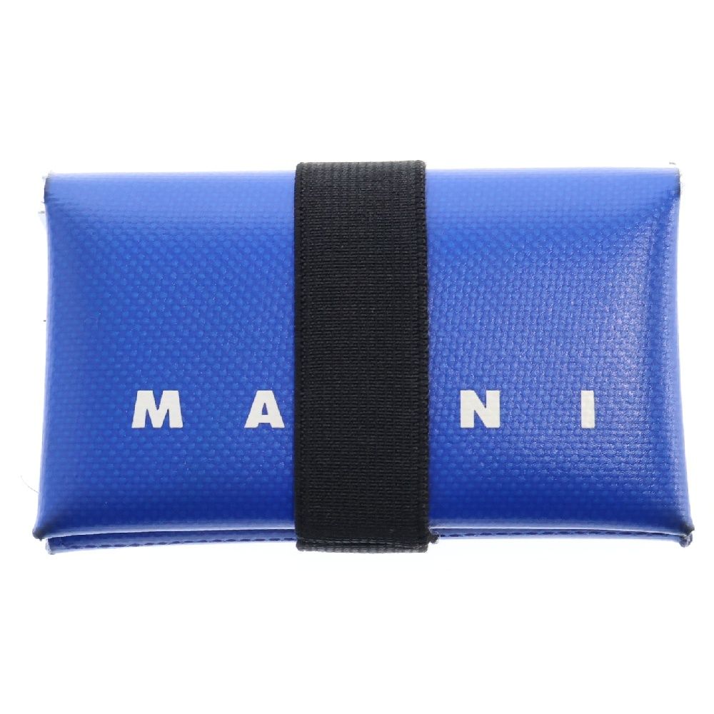 MARNI (マルニ) TRIBECA WALLET トライベッカウォレット レザーベルト コンパクト 二つ折り財布 コイン カードケース ブルー PFMI0007U2