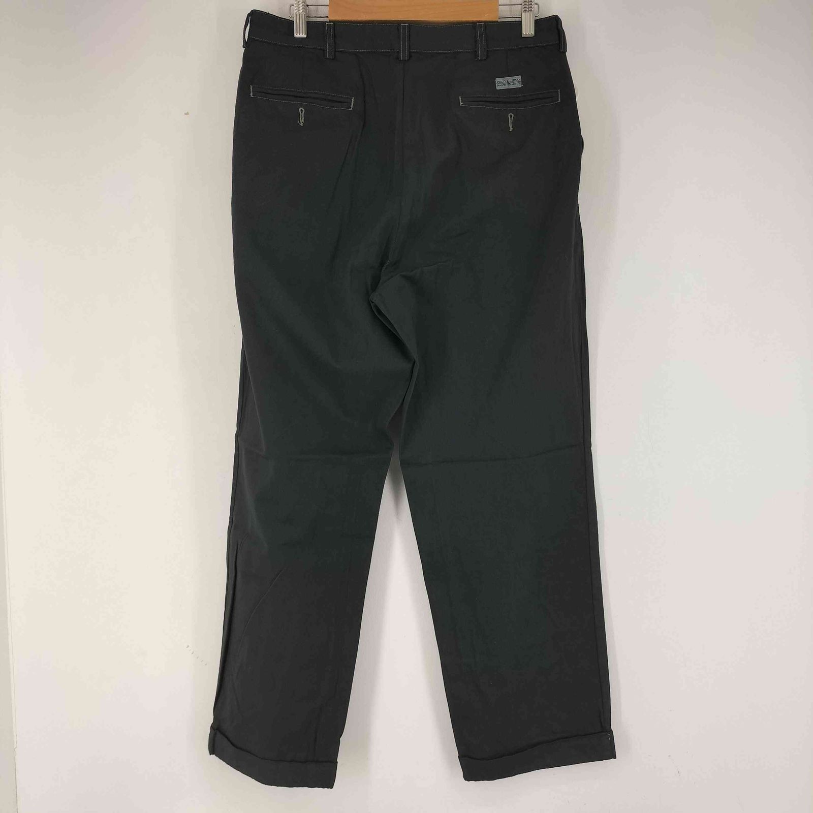90'S RALPH LAUREN ツープリーツ チノパンツ 後染めブラックΩ