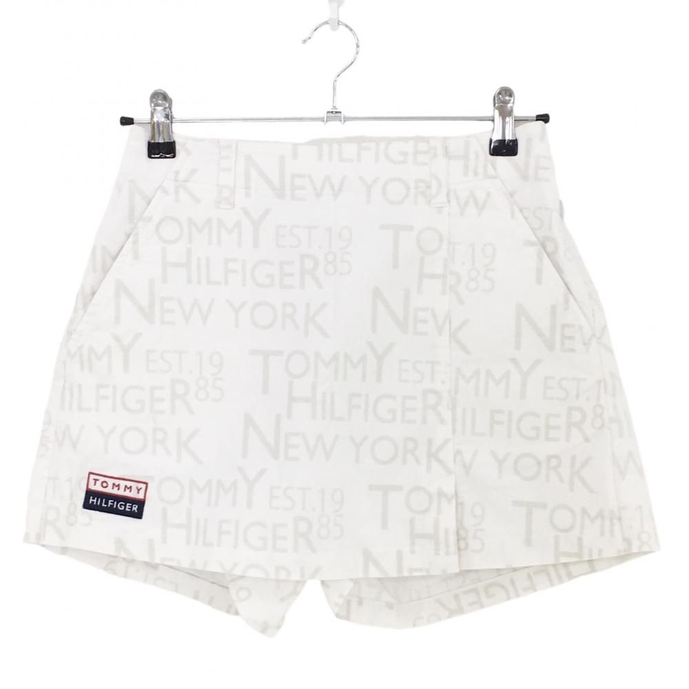 【美品】トミーヒルフィガー キュロットスカート 白×ライトグレー 総柄 ストレッチ  レディース S ゴルフウェア Tommy Hilfiger Golf