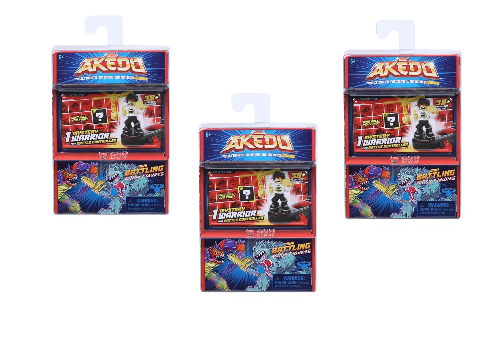 Akedo アルティメットアーケードウォリアーズ ミステリーウォリアー+バトルコントローラー バトルアクションフィギュア (3パック) 