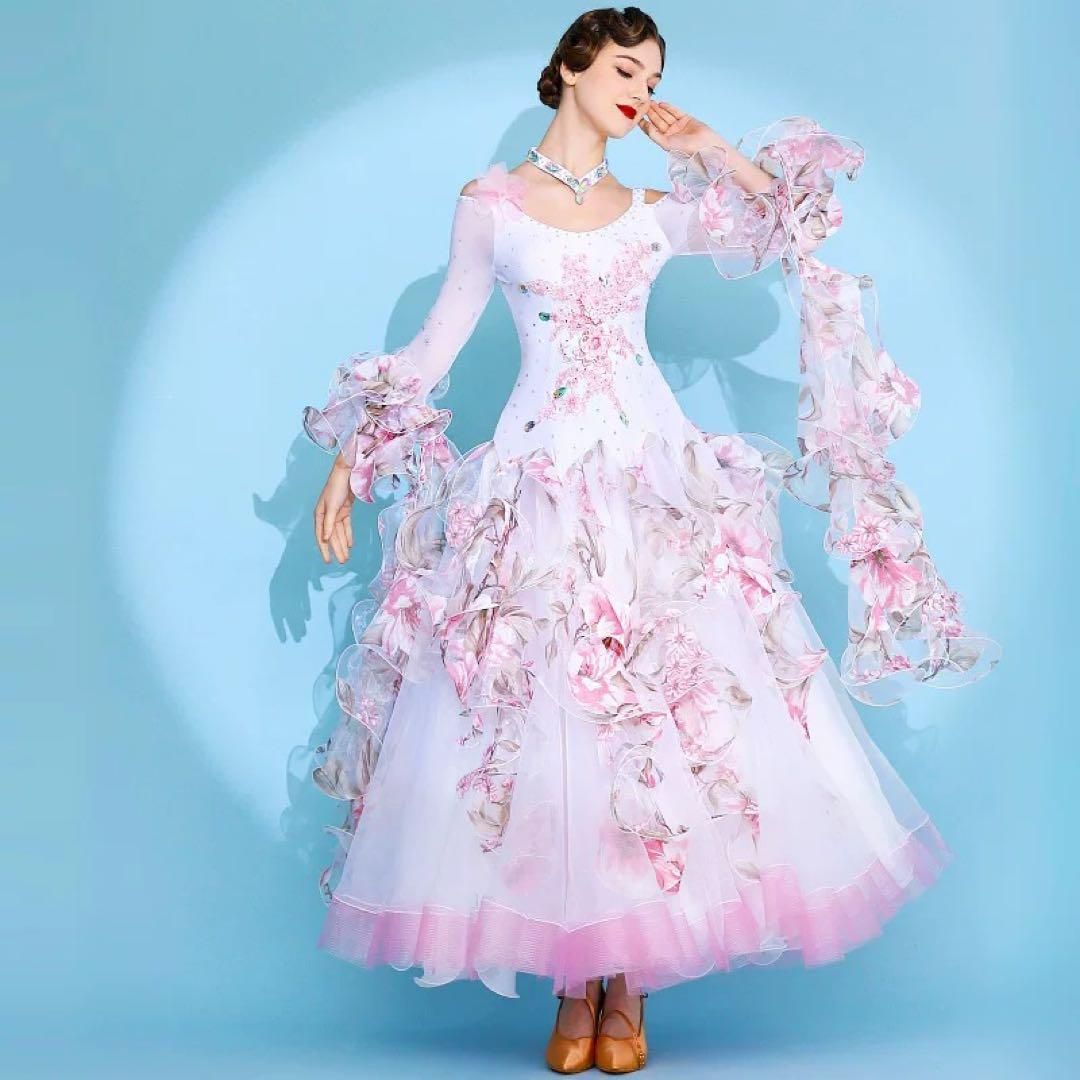 発表会に最適✨花柄スタンダードドレス❤️競技会やデモにもオススメ！ 発表会に最適?花柄スタンダードドレス??競技会やデモにもオススメ！