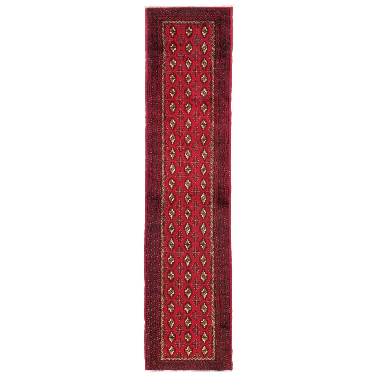 トルバトヘイダリエ 1960年代 2800×650mm セミアンティーク ダイヤモンドモチーフ 手織り - carpet-アンティークペルシャ絨毯 ヴィンテージラグ専門店 送料無料