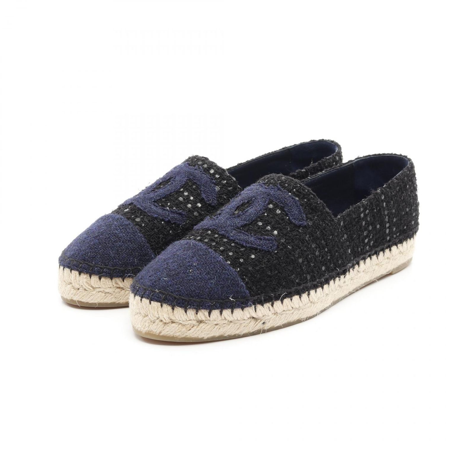 シャネル CHANEL ココマーク エスパドリーユ G29762 ブラック ファブリック フラットシューズ レディース ♥