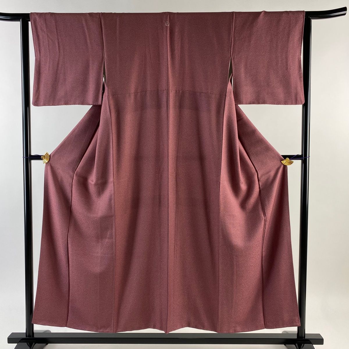 江戸小紋 身丈152cm 裄丈64cm M 袷 小槌 魚 赤紫 正絹 優品 一つ紋