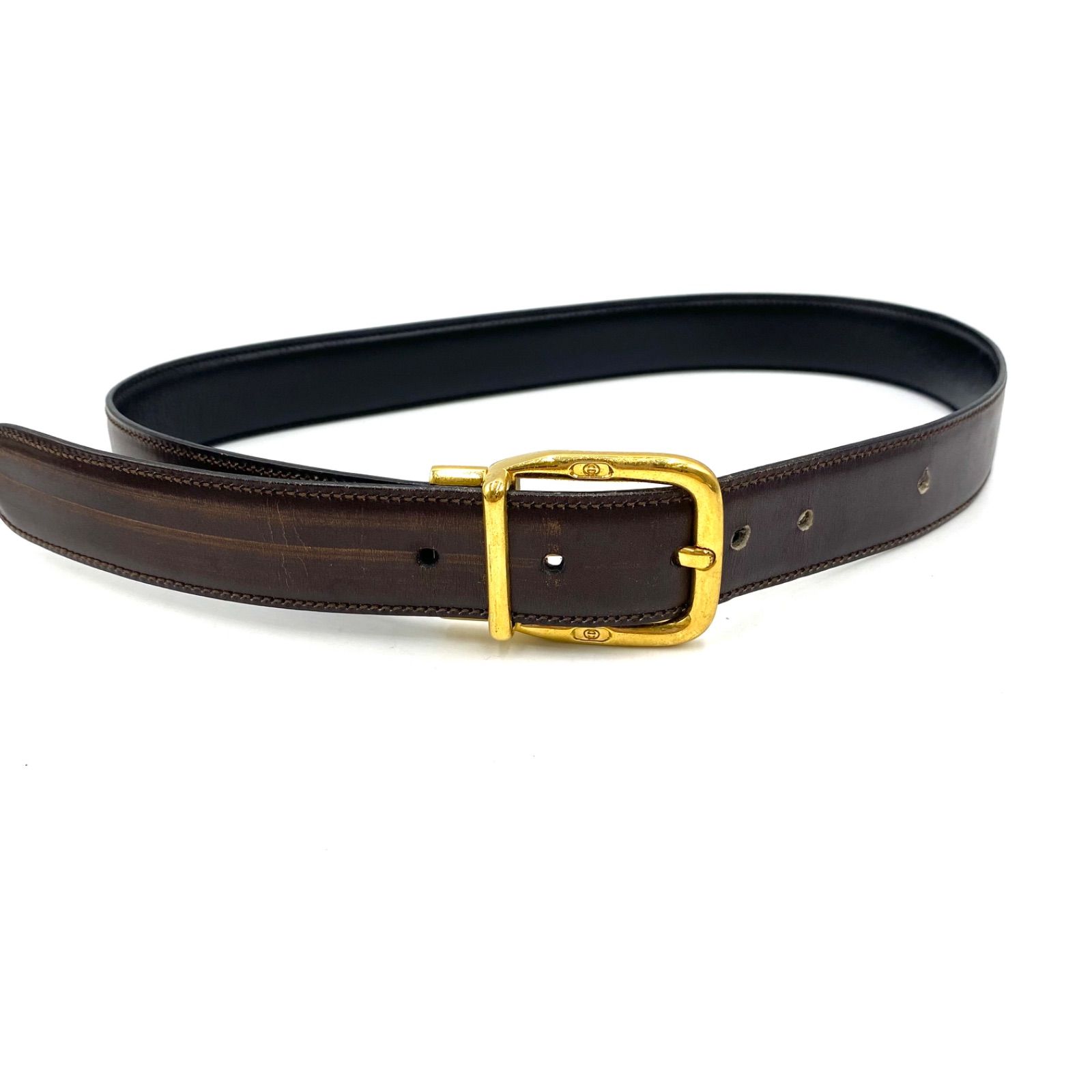 GUCCI グッチ ベルト ウエスト レザー リバーシブル ブラック ダーク