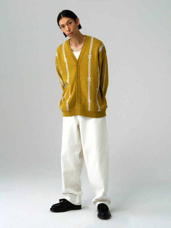 在庫処分】HUF ハフ カーディガン 春 夏 黒 有刺鉄線 BARBED