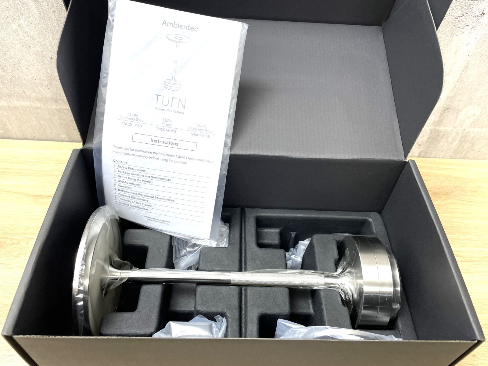 F-05070 Ambientec テーブルランプ TURN Stainless Steel TN001-01SS 