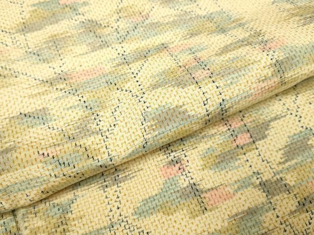 平和屋着物○小千谷紬 松皮菱飛鶴丸文 正絹 逸品 未使用