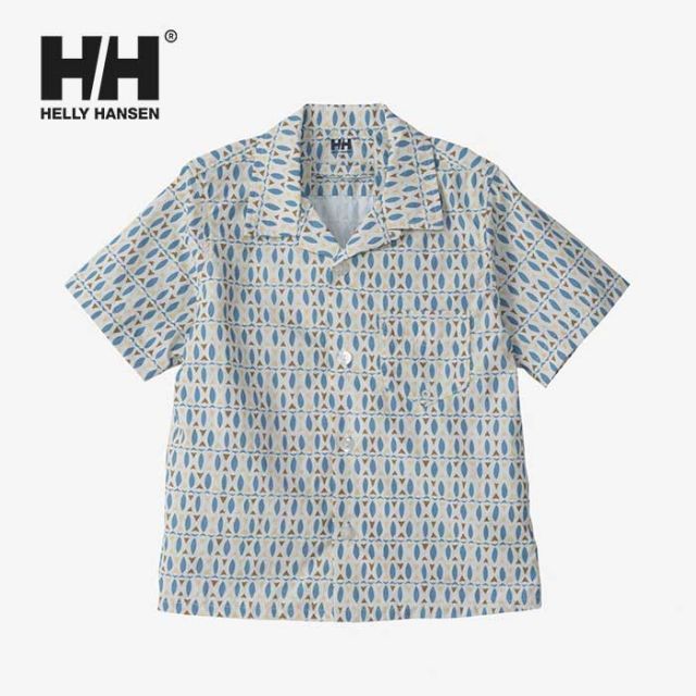 ヘリーハンセン シャツ キッズ helly hansen HJ42402 K PRINT BASK ST 男の子 女の子 ユニセックス ショートスリーブプリントバスクシャツ UVカット 開襟 魚 総柄 ナイロン プール 水陸両用 水着 ラッシ