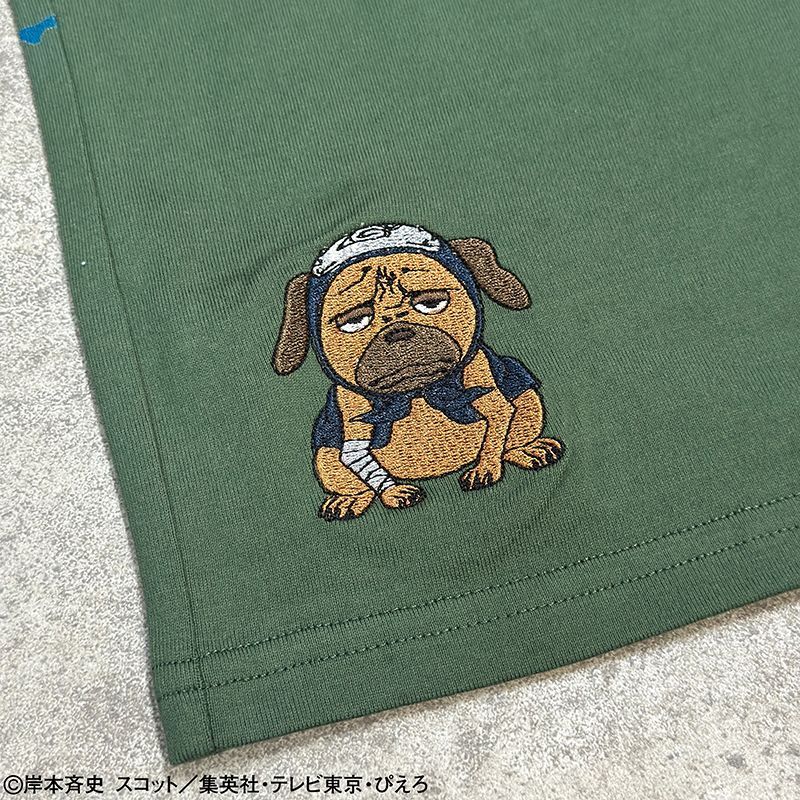 4Lサイズ 絡繰魂 × NARUTO はたけカカシ 柄 刺繍 半袖 Tシャツ 