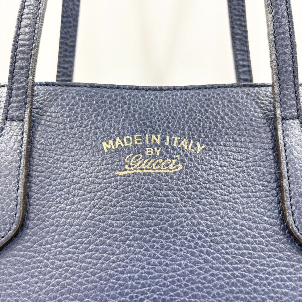 【GUCCI】スウィング　トートバッグ レザー　バイカラー　ネイビー GUCCI】スウィング トートバッグ レザー バイカラー ネイビー