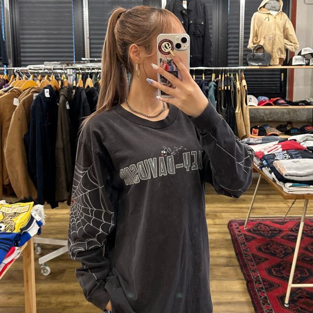 【USA製】HARLEY DAVIDSON カリフォルニア　ロンT Harley Davidson T-shirt Large Blue Long Sleeve Clown Double