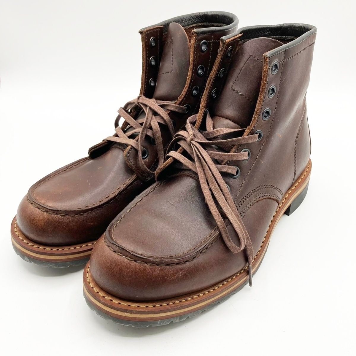 Hawkins ブラックレザーエンジニアブーツ Hawkins✨レザーワークブーツ 黒 25.5cm ブラックレザーエンジニア