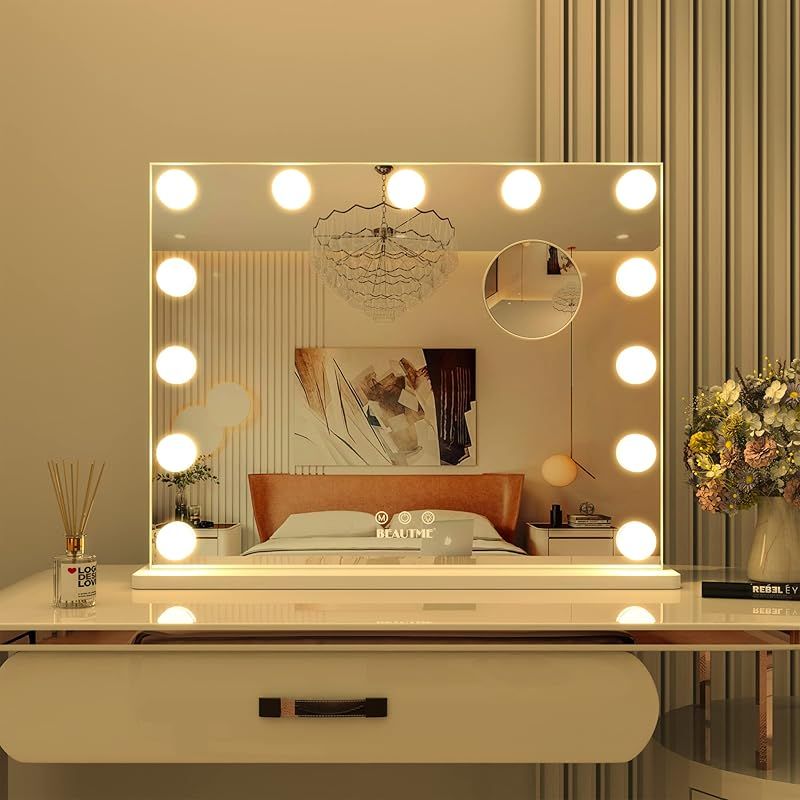 BEAUTME 女優ミラー 鏡 卓上 女優化粧鏡 大型 卓上ミラー ハリウッド