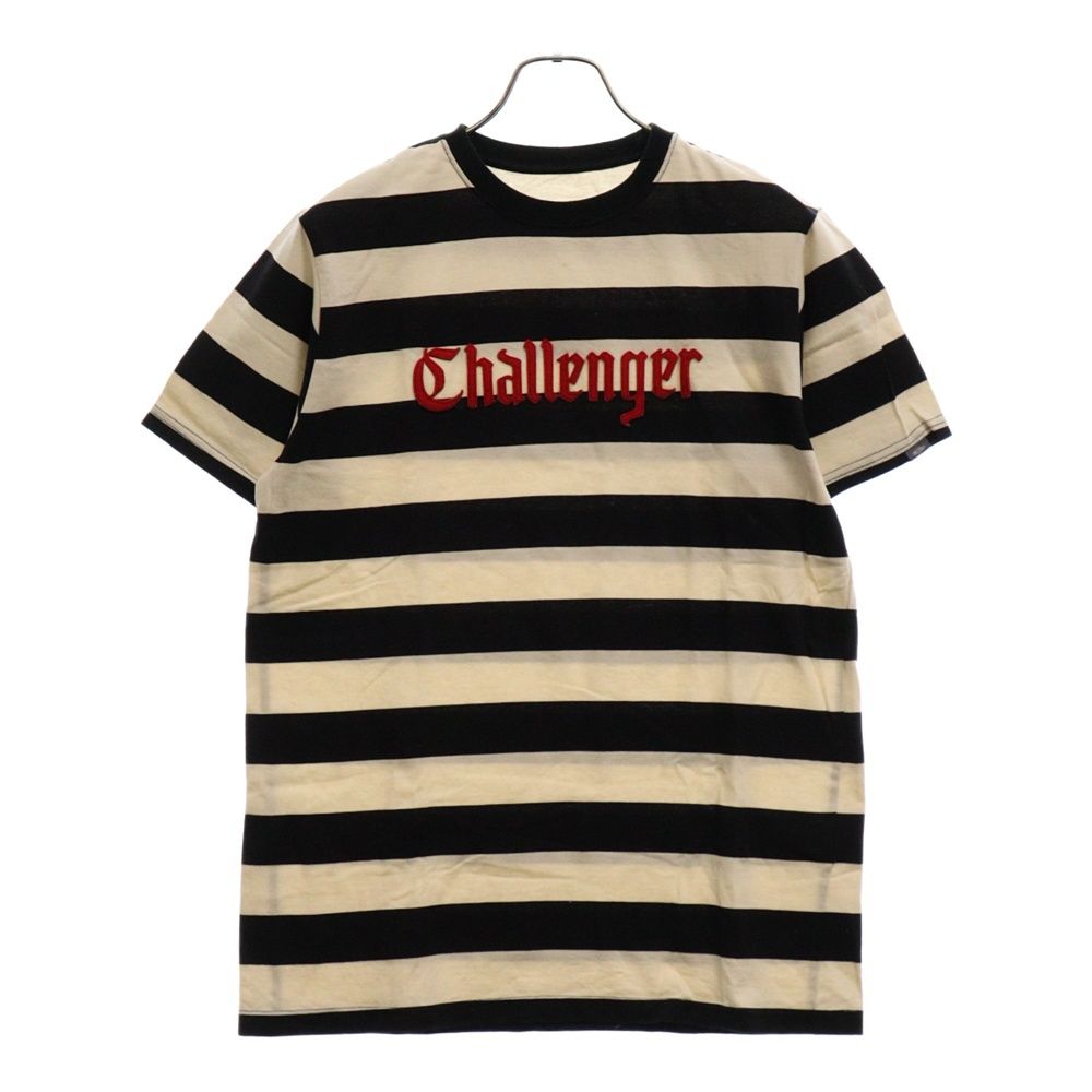 CHALLENGER (チャレンジャー) ボーダー ロゴエンブロイダリー 半袖Tシャツ カットソー ブラック/ホワイト