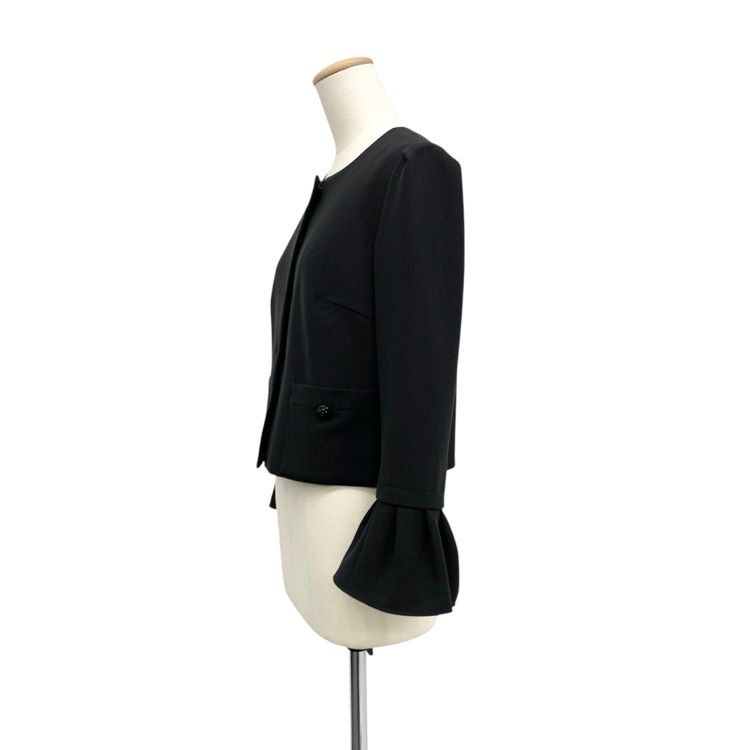 【極美品】Rene ルネ　ノーカラージャケット　黒　38 2025年 Rene ルネ ノーカラー ジャケット 替えカフス付き