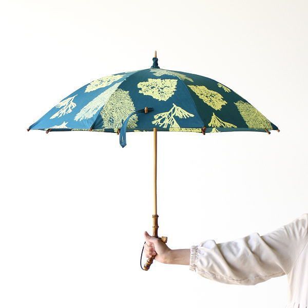 日傘 日本製 晴雨兼用 UVカット コットン100% 綿 染色 バンブー 傘 