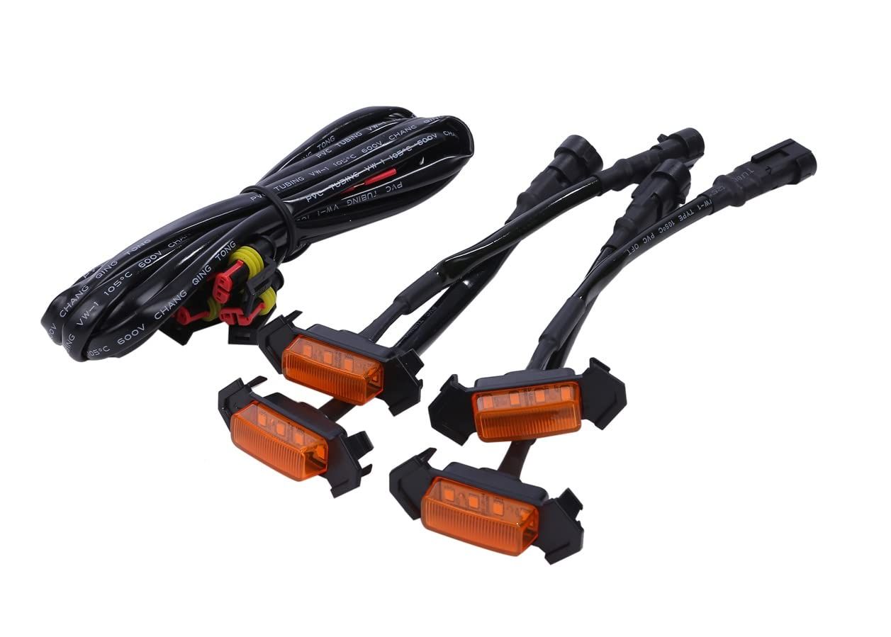 CustomDivine LED グリル マーカー 4連 セット トヨタ アンバー ライト タコマ TRD プログリル スモーク レンズ 各種 社外品 (アンバーレンズ) [アンバーレンズ]