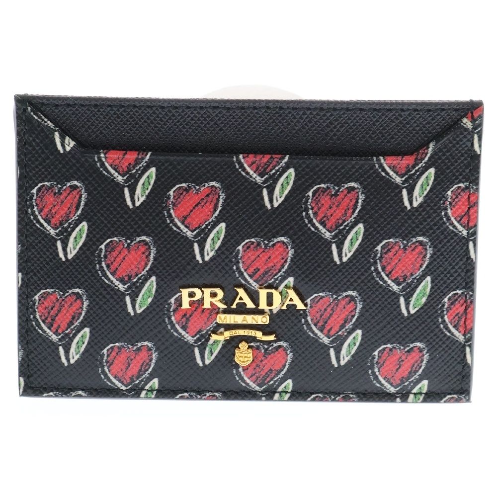 PRADA (プラダ) サフィアーノレザー 総柄プリントカードケース  