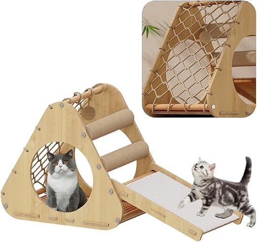 きゃつとタワー キャットタワー 木製、猫遊び場 三角型キャットタワー