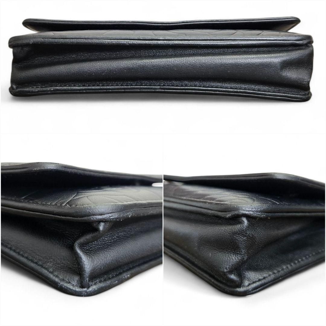 美品】CHANEL カメリア ラムスキン チェーンウォレット ショルダー 黒