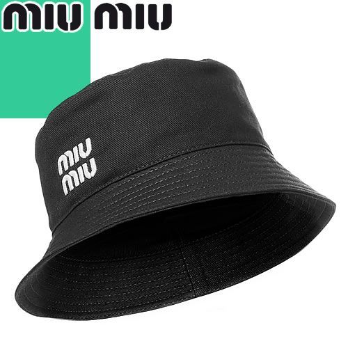 ミュウミュウ MIUMIU バケットハット 帽子 ドリル レディース