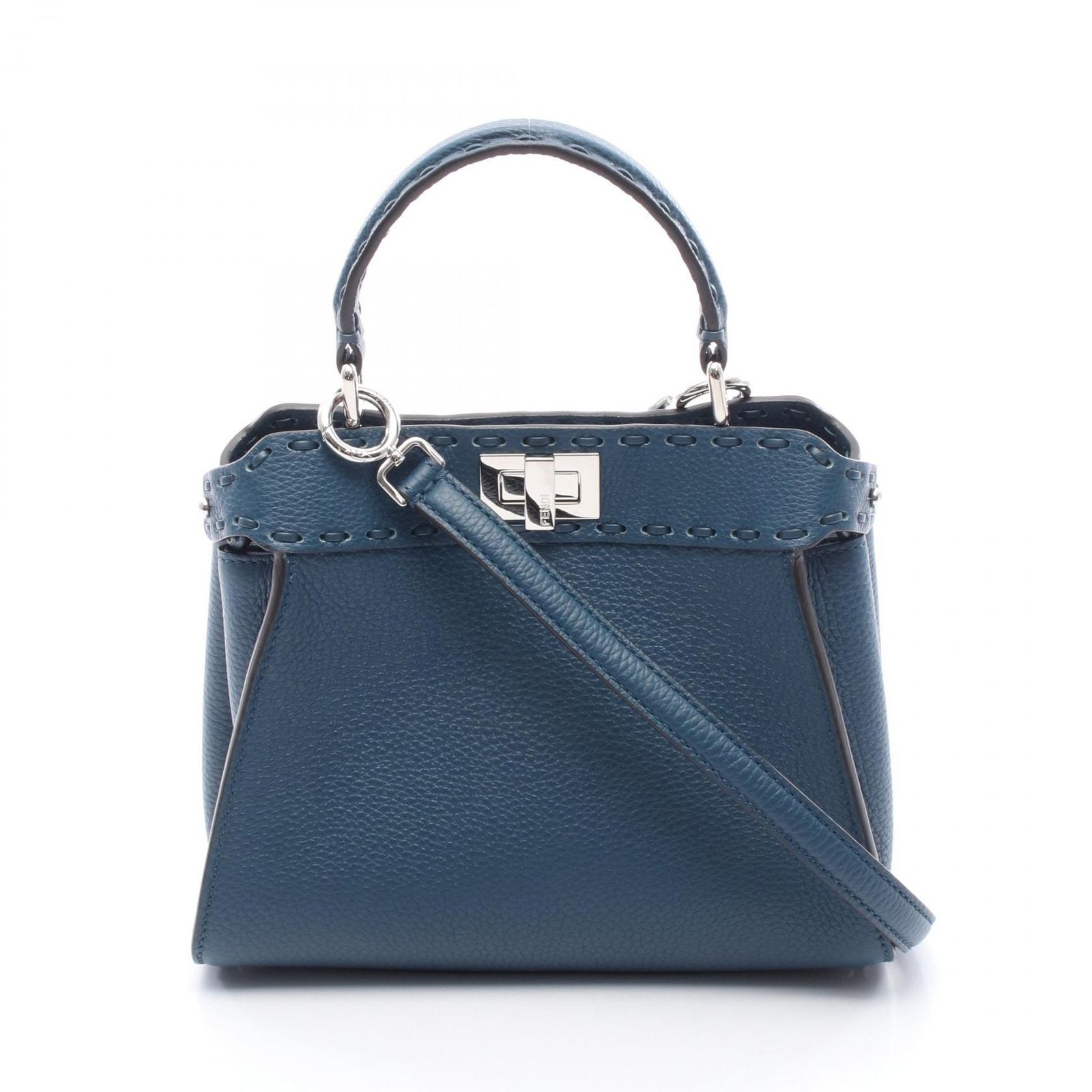 フェンディ FENDI ハンドバッグ ミニピーカブー ネイビー レザー 