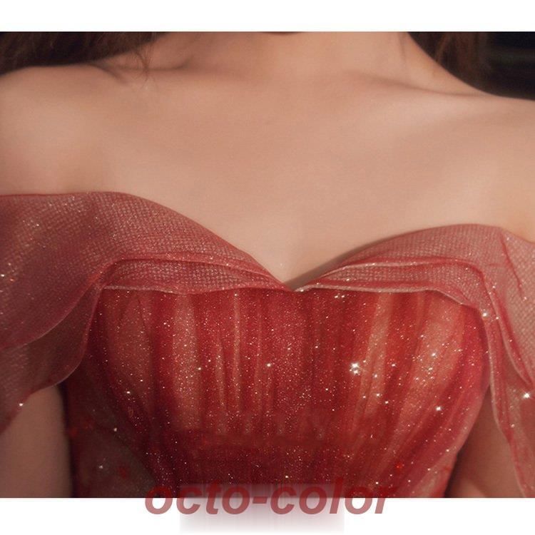 オフショルダー ロング丈ドレス