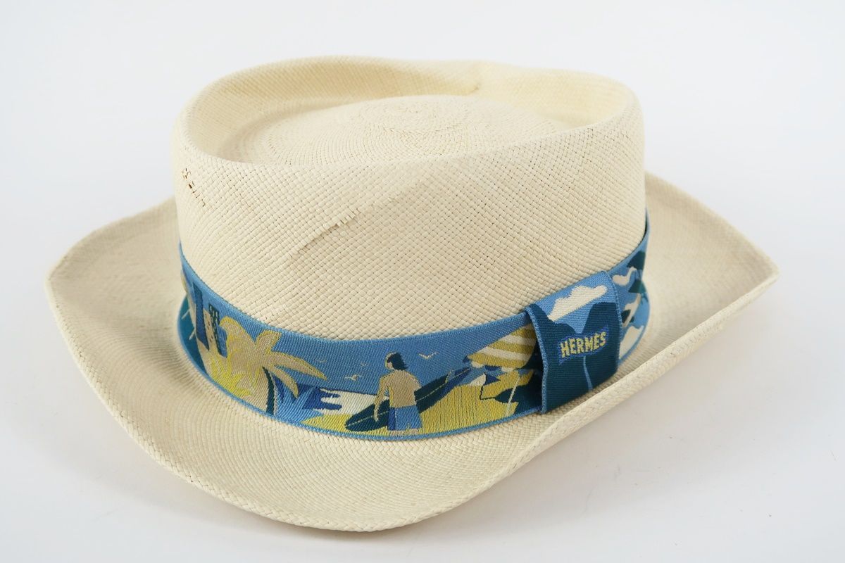 美品】HERMES エルメス ハット ストロー 帽子 57 服飾雑貨 小物