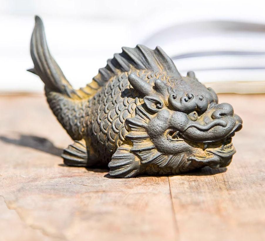 躍龍門 竜魚 デスクトップ 茶寵 マスコット 書卓 装飾品 工芸品