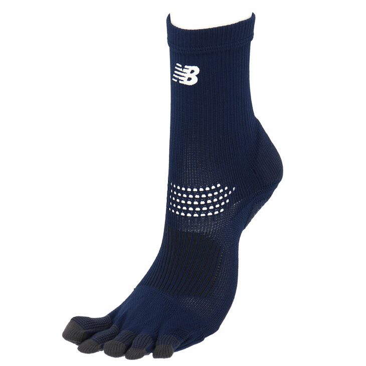 ニューバランス 靴下 5本指 グリップソックス メンズ レディース Newbalance サッカーソックス 日本製 フットボール フットサル スポーツソックス 国産 ネイビー 紺 5本指靴下 くつ下/LAS45682-NV