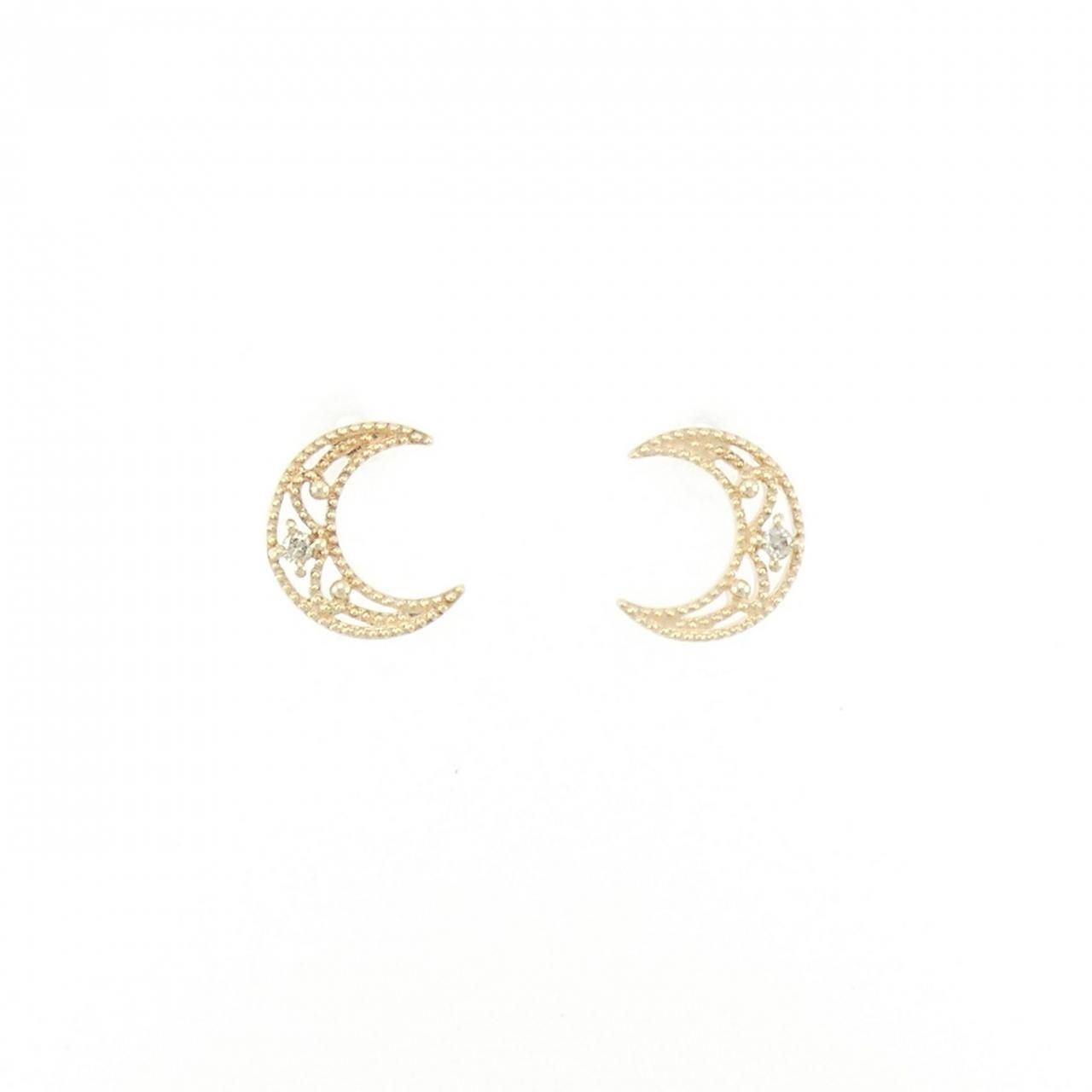 アガット ムーン ダイヤモンド ピアス