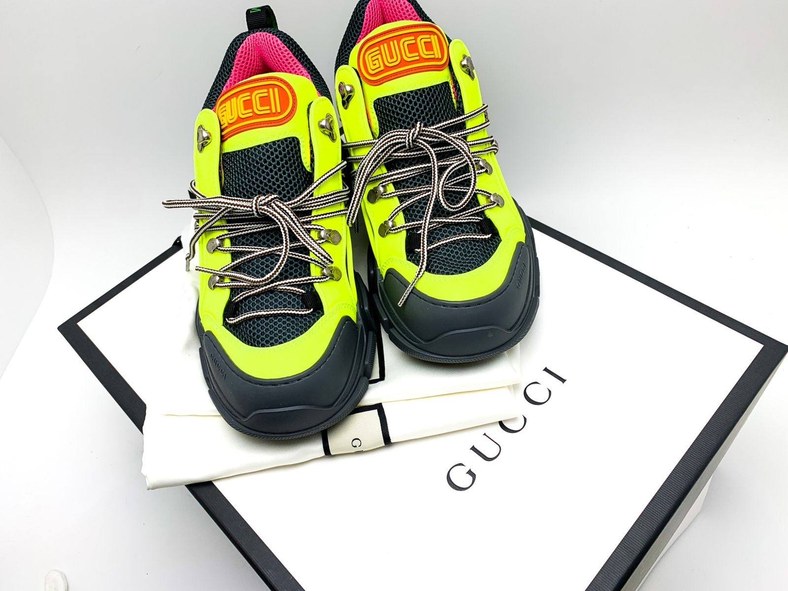 GUCCI グッチ イエロー系 蛍光 黄色 フラッシュトレック スニーカー