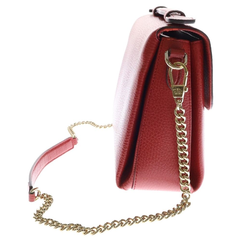 新品同様 GUCCI レッド チェーンショルダーバッグ GUCCI グッチ ショルダーバッグ マリーナ チェーンショルダー