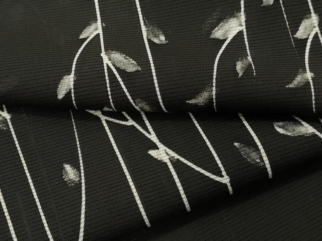 平和屋着物＊夏物 小紋 絽 樹林文 黒地 正絹 逸品 CAAT1793ev