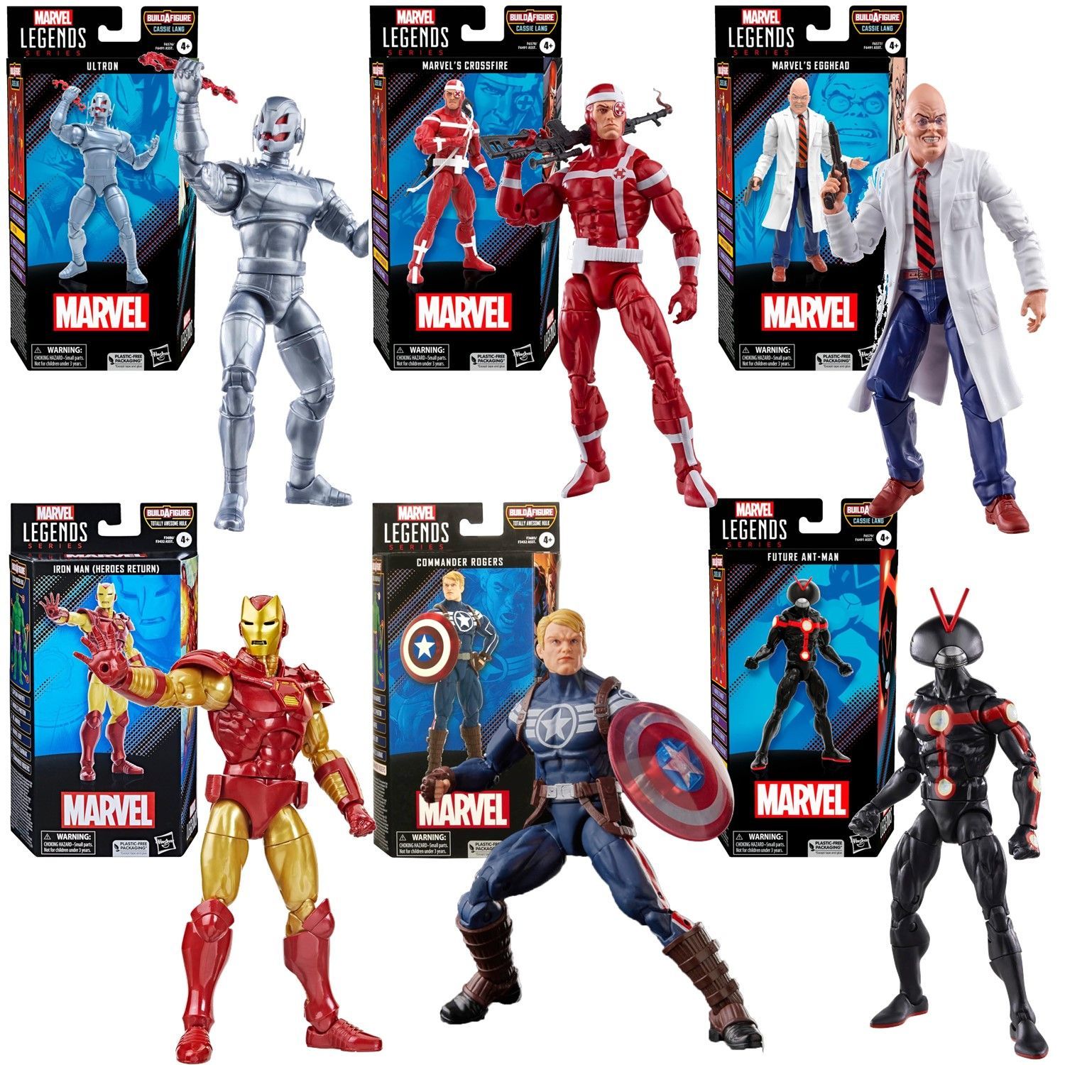 【新品未開封】 ハズブロ MARVEL マーベル レジェンド シリーズ アベンジャーズ コミック アクション フィギュア 6体セット 6インチ (15cm) アイアンマン コマンダーロジャース フューチャーアントマン ウルトロン クロスファイア エッグヘッド