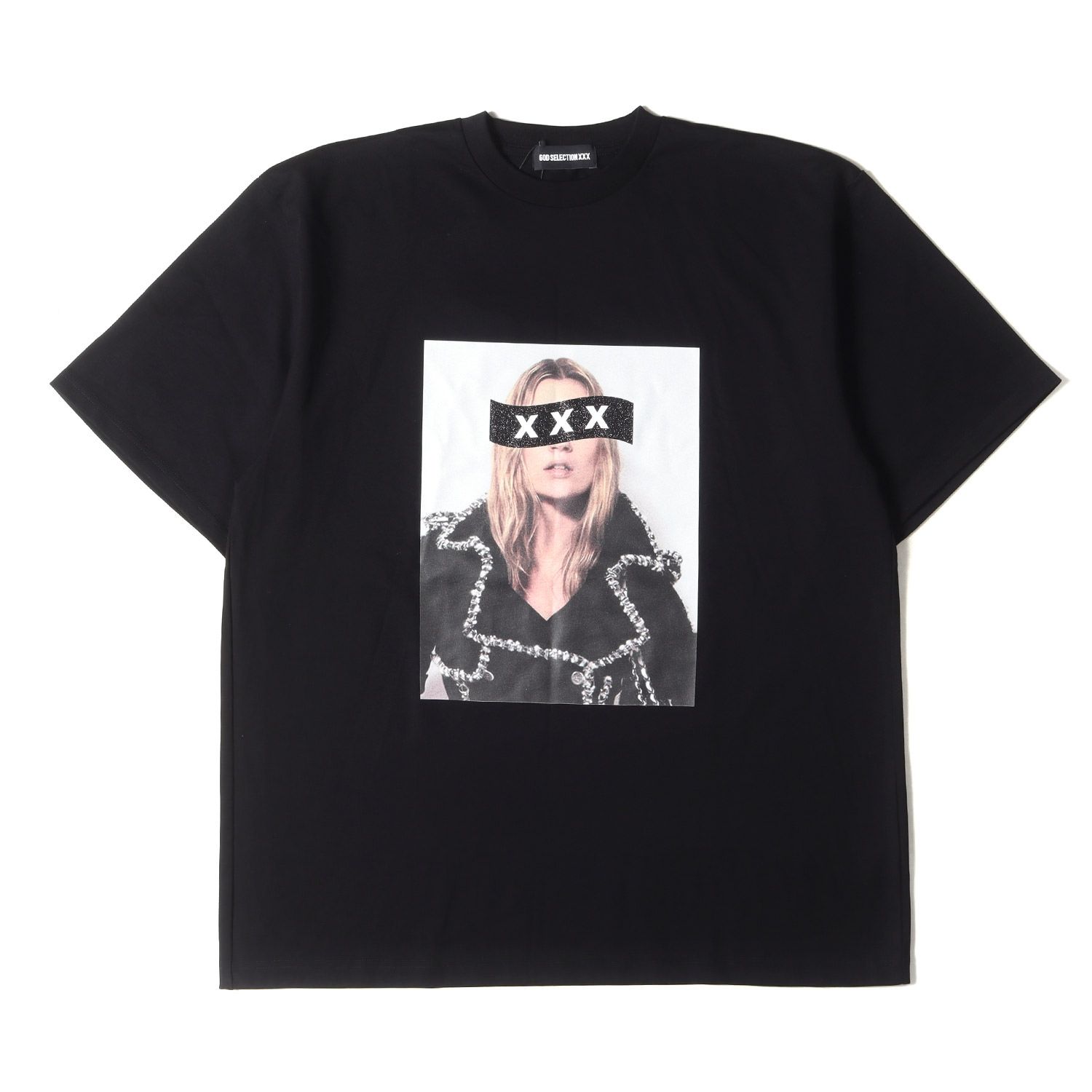 新品 GOD SELECTION XXX ゴッド・セレクション・トリプルエックス Tシャツ サイズ:XXL 23SS 10周年記念 48時間限定 ケイト・モスフォト ヘビーウェイト クルーネック 半袖Tシャツ ブラック 黒 トップ