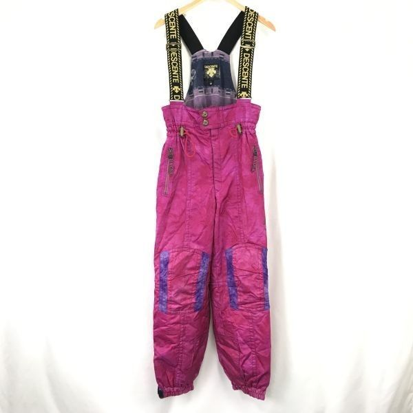 90s?Vintageデサント/DESCENTEサスペンダー付き/スキーパンツ【メンズM/ウエスト76cm/ピンク】オーバーオール型/TrousercBH532
