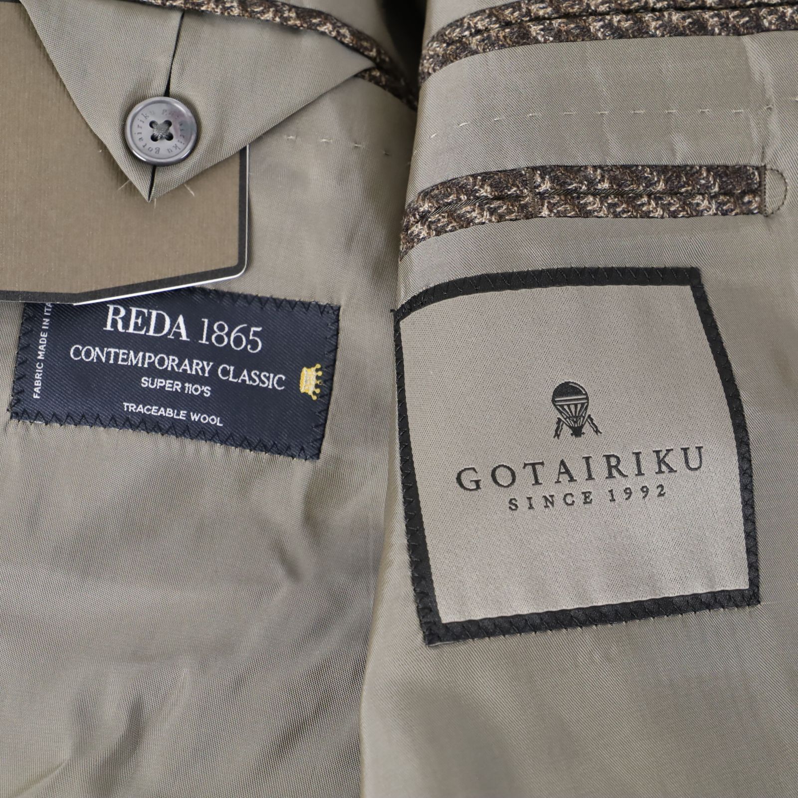 638 新品△五大陸 REDAソフト ツイード ジャケット レダ ジャケット