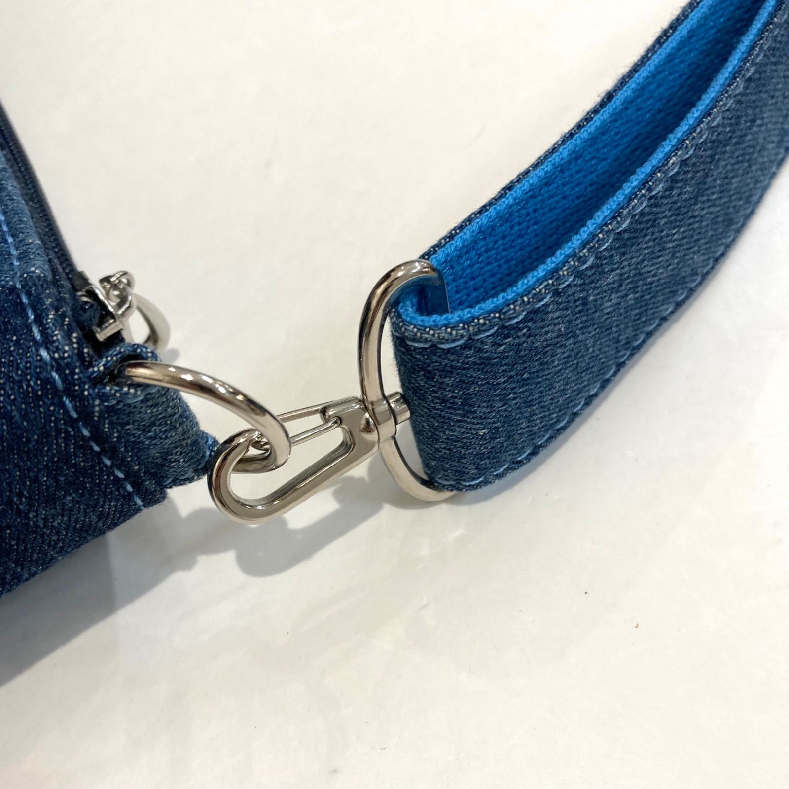 ichinoi イチノイ 京都一の井 リメイクデニム ショルダーバッグ パッチワーク ロゴ入り 参考定価¥38500 ブルー レッド レディース ゴーゴー古着マルイ草加店2250