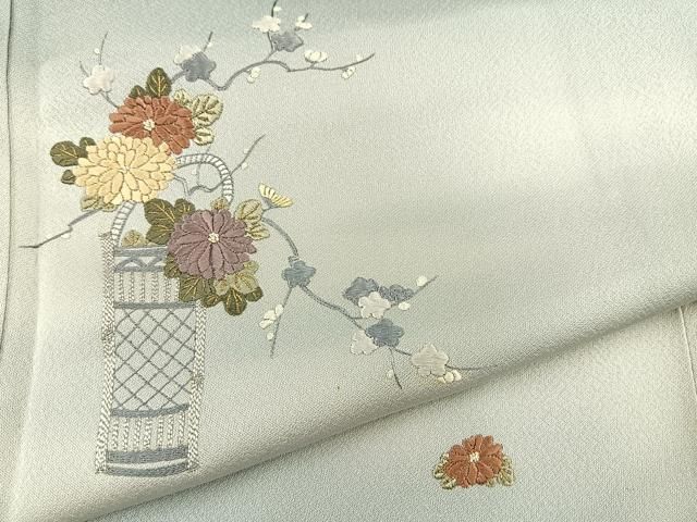 平和屋着物□訪問着 刺繍 草花文 暈し染め 金銀糸 正絹 逸品
