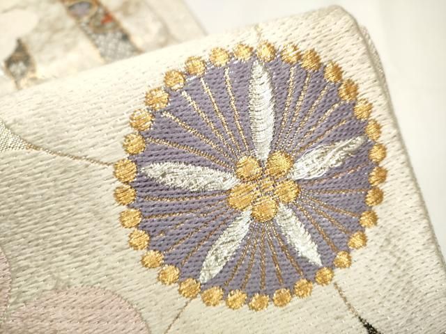 平和屋着物●佐賀錦　六通柄袋帯　草花間道　金銀糸　正絹　逸品　CAAY2511hy 平和屋着物○佐賀錦 六通柄袋帯 草花間道 金銀糸 正絹 逸品 CAAY2511hy