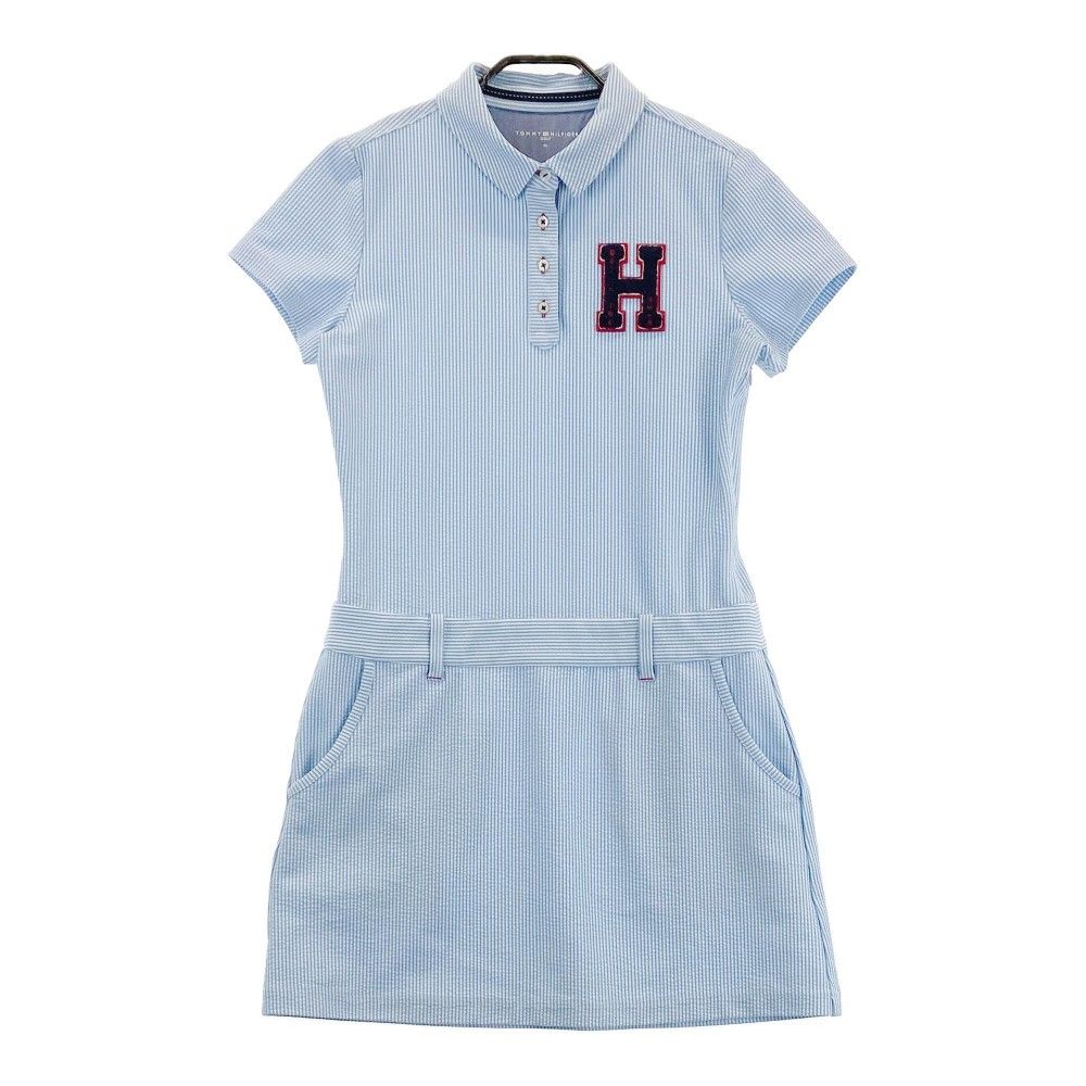 サイズ：M TOMMY HILFIGER GOLF トミー ヒルフィガーゴルフ  半袖 ワンピース ストライプ柄 ブルー系 [240101281668] ゴルフウェア レディース ストスト