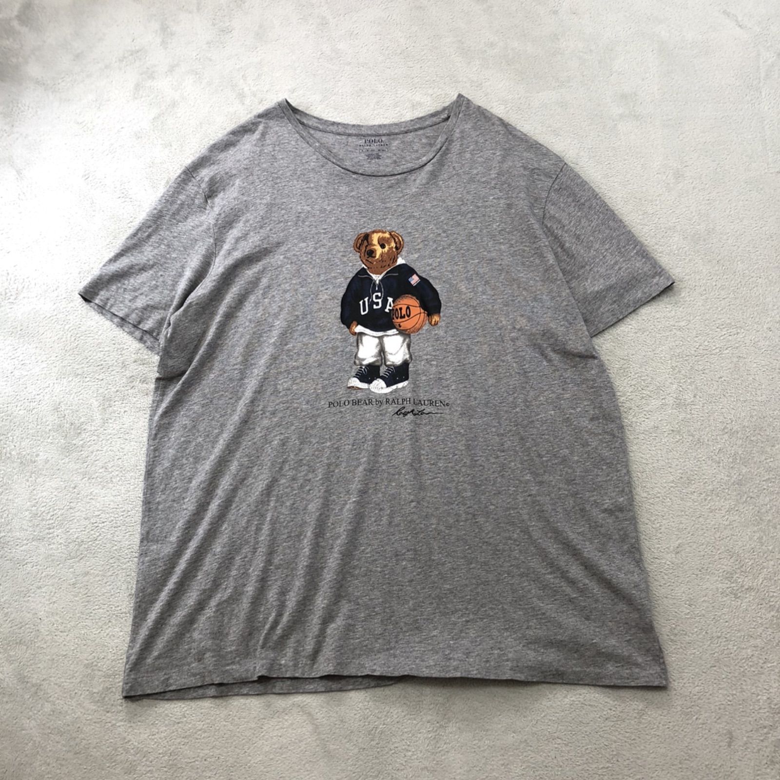 POLO Ralph Lauren プリントTシャツ POLO BEAR ポロベア バスケットボール XL 半袖カットソー ショートスリーブ グレー ポロラルフローレン